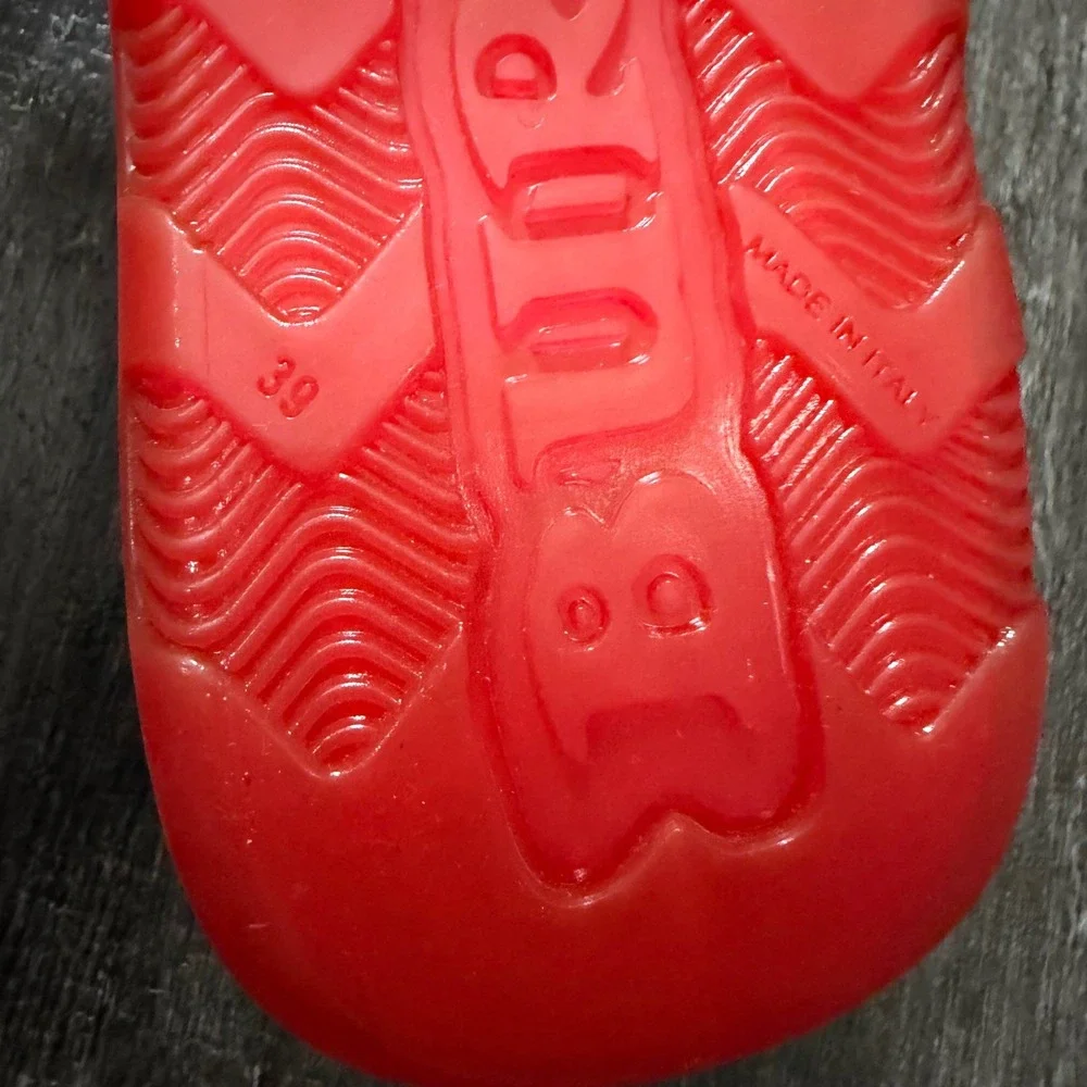 Burberry Stingray Rubber Slides Mens 39 Red Blue EKD Equestrian Knight Sandals